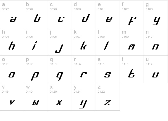 Zee Lance Italic lowercase a-z preview