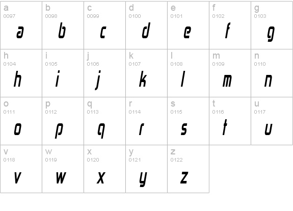 Zekton Cd Bold Italic lowercase a-z preview