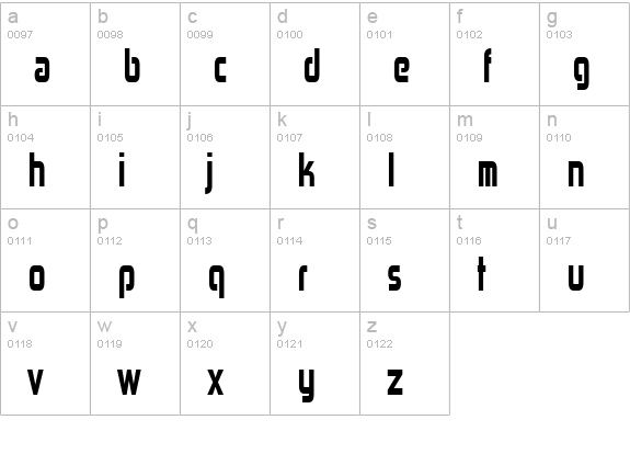 Zekton CdHv lowercase a-z preview