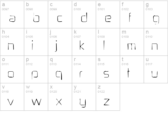Zekton Gaunt lowercase a-z preview