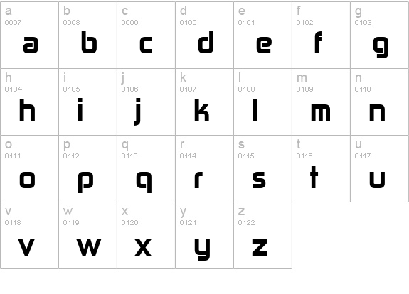 Zekton Hv lowercase a-z preview