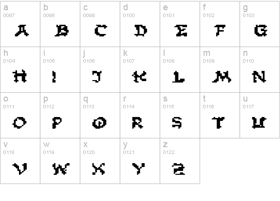 Zen Masters Expanded lowercase a-z preview