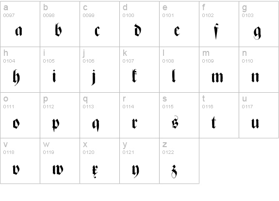 ZenFrax lowercase a-z preview