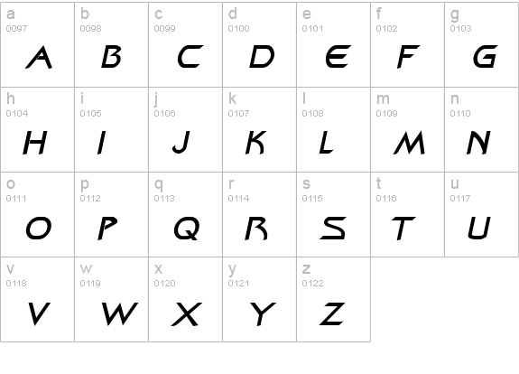 Zenon Italic lowercase a-z preview
