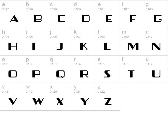 ZephyrPioneer lowercase a-z preview