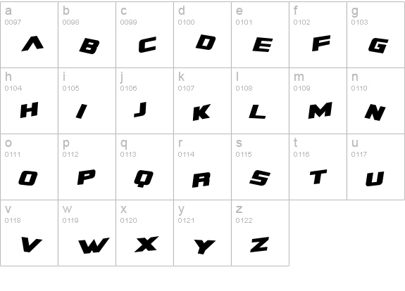 Zero Gravity Extended Bold Italic lowercase a-z preview
