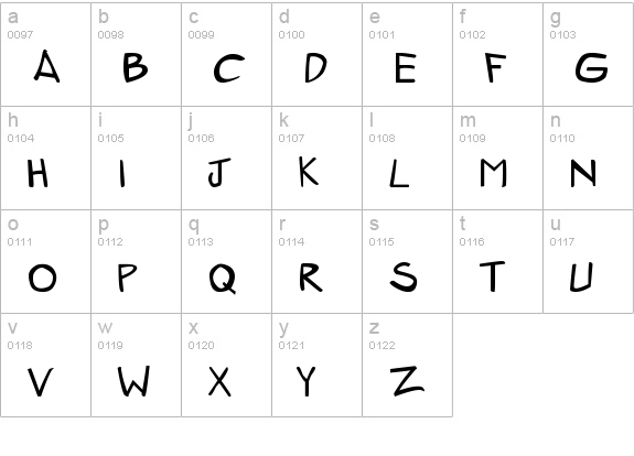 ZeroGene lowercase a-z preview