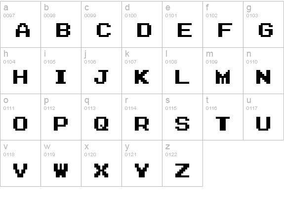 Zig lowercase a-z preview