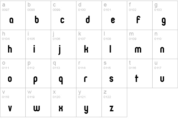 Zillah Modern lowercase a-z preview