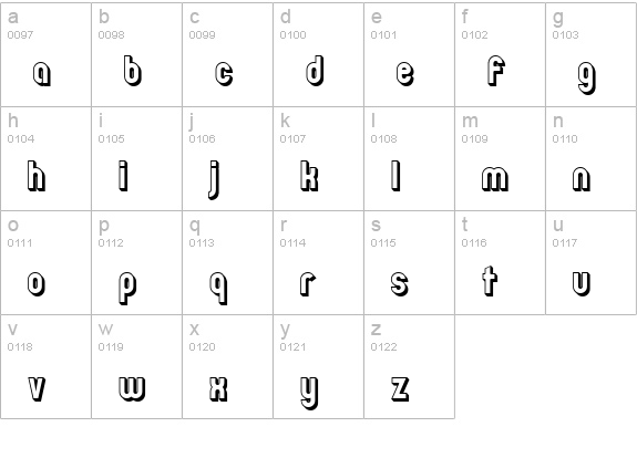 Zillah Modern Offset Outline lowercase a-z preview