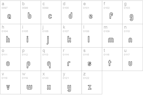 Zillah Modern Ouline lowercase a-z preview