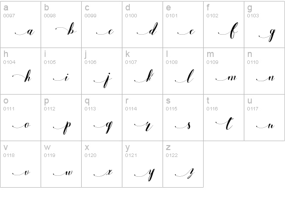 Zilvia extras glyph Medium lowercase a-z preview
