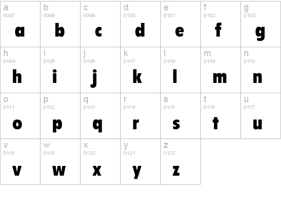 Zinco-BlackCondensed lowercase a-z preview