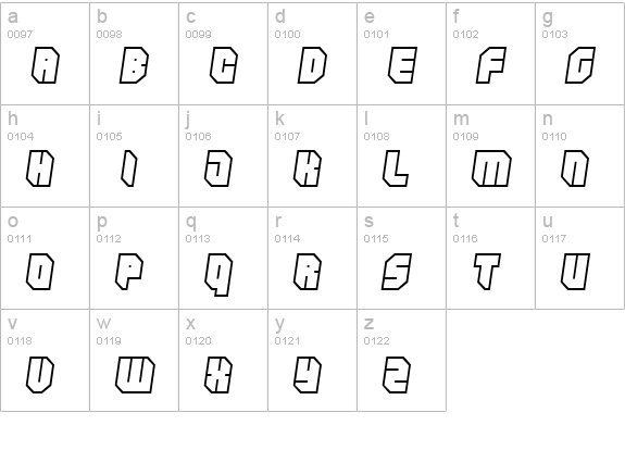 Zipper blues Outline lowercase a-z preview