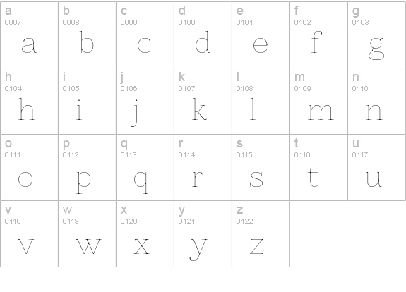 Znikomit lowercase a-z preview