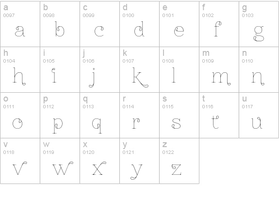 ZnikomitNo24 Thin lowercase a-z preview