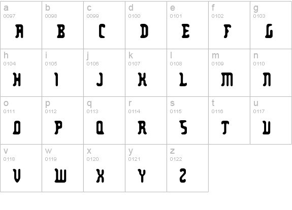 Zodillin lowercase a-z preview