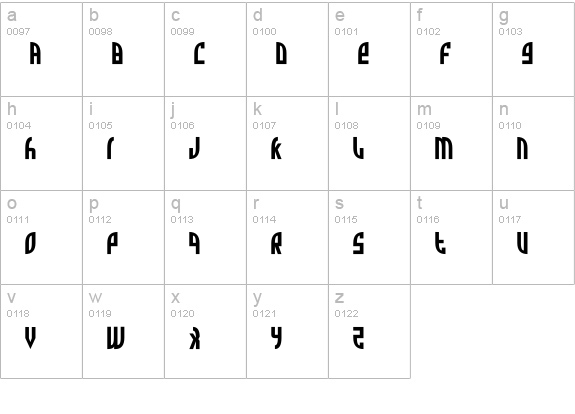 Zone Rider lowercase a-z preview