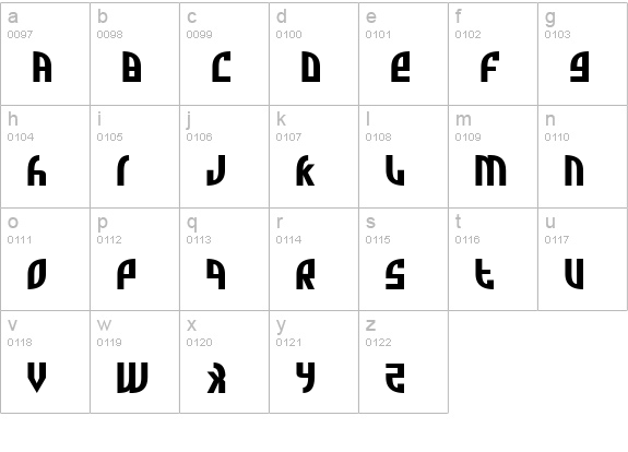 Zone Rider Expanded lowercase a-z preview