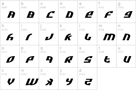 Zone Rider Ultra ExpItalic lowercase a-z preview