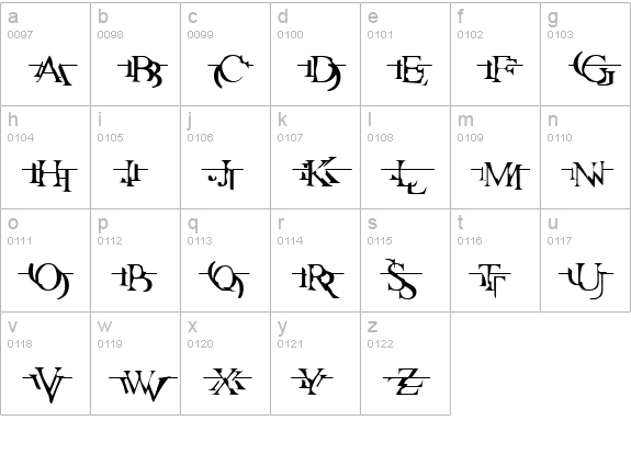 Zone23_zazen matrix lowercase a-z preview