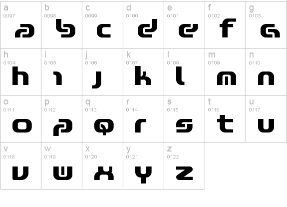 Zone99 lowercase a-z preview