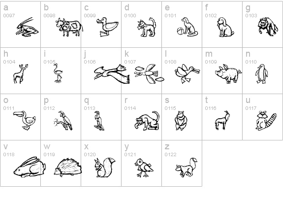 ZooWoodcutsM lowercase a-z preview