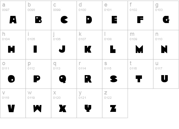 Zounderkite lowercase a-z preview