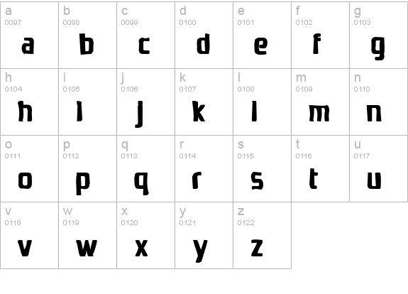 Zrnic Ink lowercase a-z preview