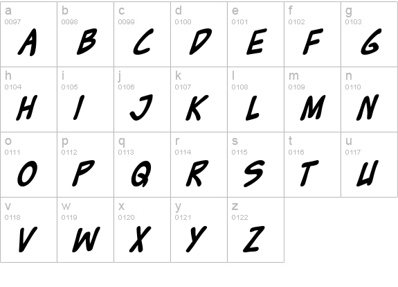 Zud Juice Bold lowercase a-z preview