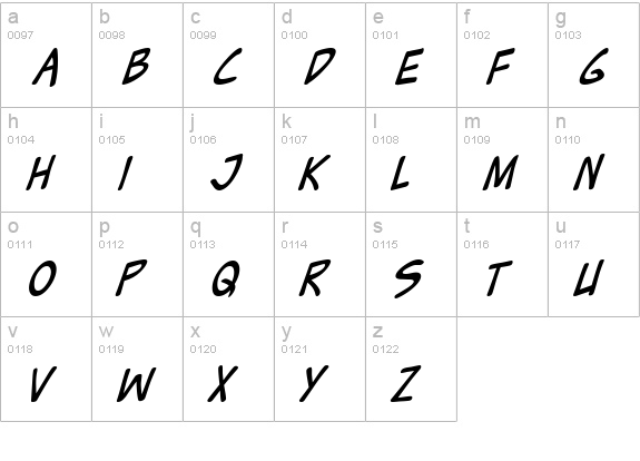 Zud Juice Italic lowercase a-z preview