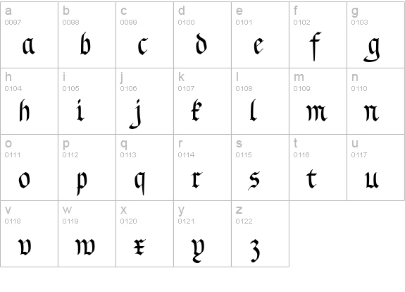 Zumbelsburg Bold lowercase a-z preview