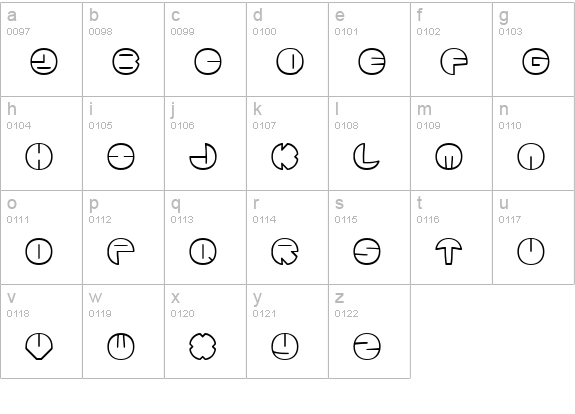 Zurklez Outline (BRK) lowercase a-z preview