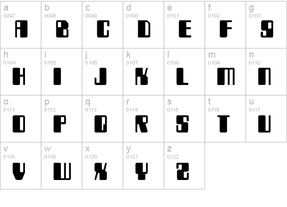 Zyborgs lowercase a-z preview