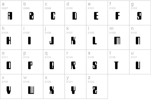 Zyborgs Condensed lowercase a-z preview