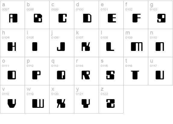 Zyborgs Expanded lowercase a-z preview