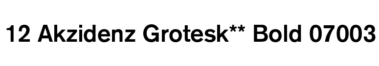 12 Akzidenz Grotesk** Bold 07003 font preview