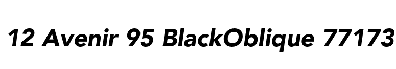 12 Avenir 95 BlackOblique 77173 font preview