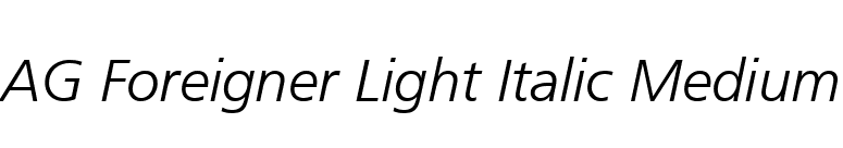 AG Foreigner Light Italic Medium font preview