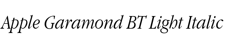 Apple Garamond BT Light Italic font preview
