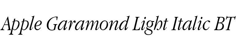 Apple Garamond Light Italic BT font preview