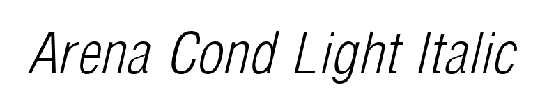 Arena Cond Light Italic font preview