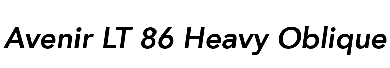 Avenir LT 86 Heavy Oblique font preview
