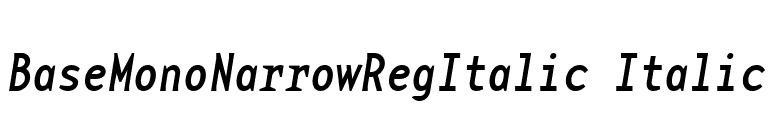 BaseMonoNarrowRegItalic Italic font preview