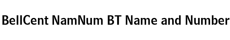 BellCent NamNum BT Name and Number font preview