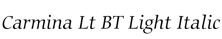 Carmina Lt BT Light Italic font preview