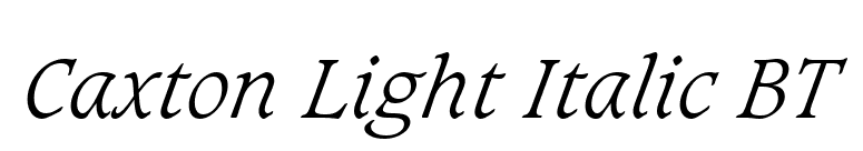 Caxton Light Italic BT font preview