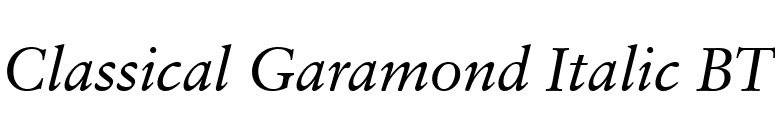 Classical Garamond Italic BT font preview