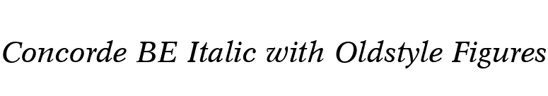 Concorde BE Italic with Oldstyle Figures font preview
