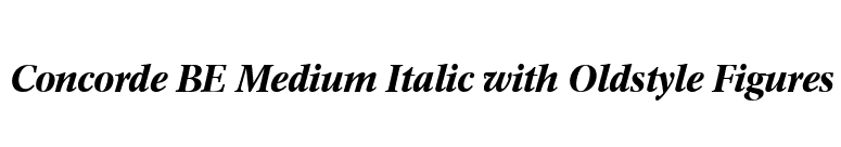Concorde BE Medium Italic with Oldstyle Figures font preview